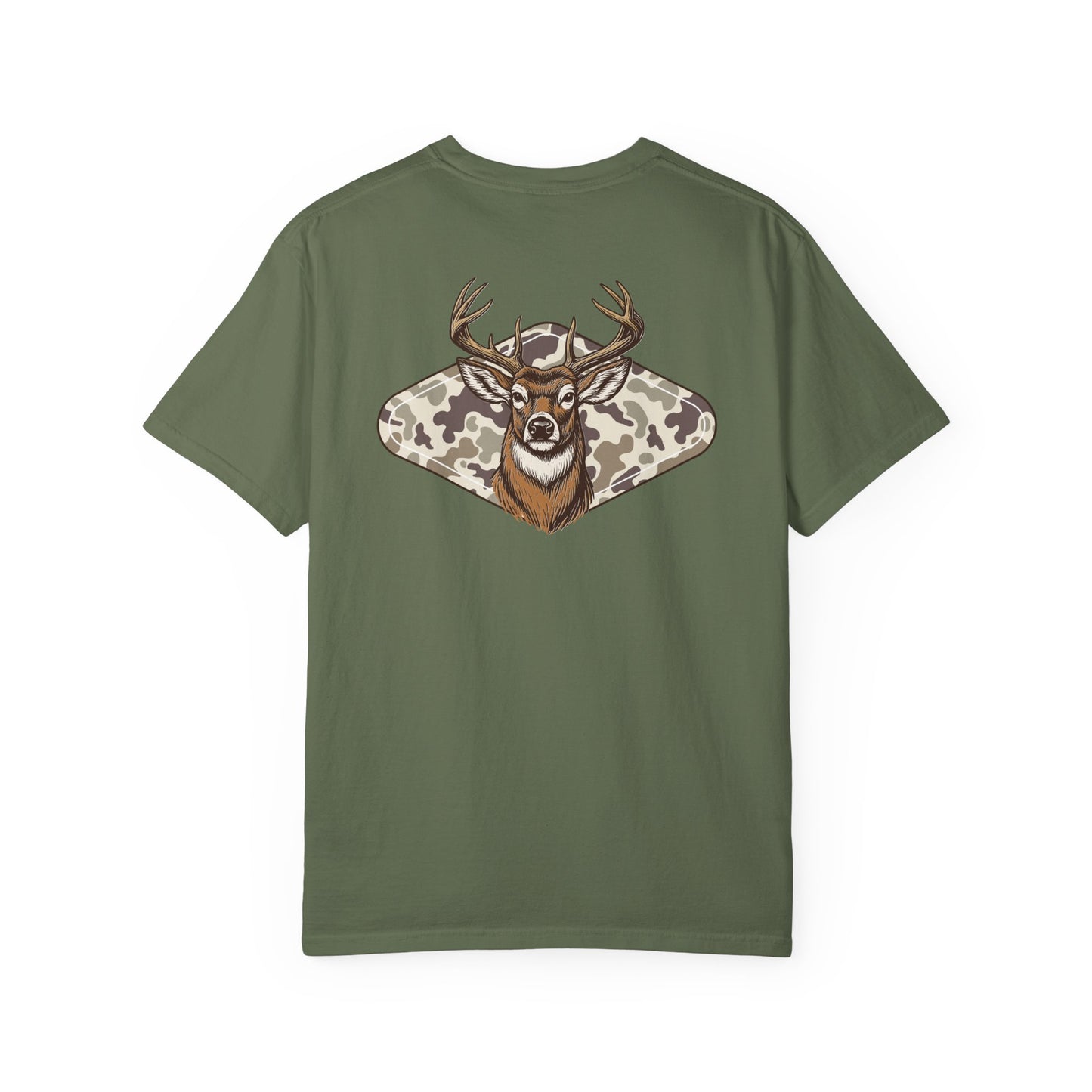 Southern Country Deer Hunting Buck T-Shirt | Vintage Whitetail Antlers & Camo Tee