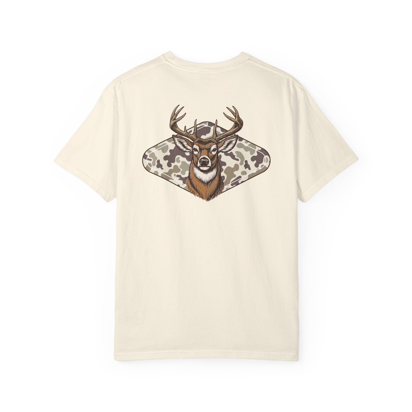 Southern Country Deer Hunting Buck T-Shirt | Vintage Whitetail Antlers & Camo Tee