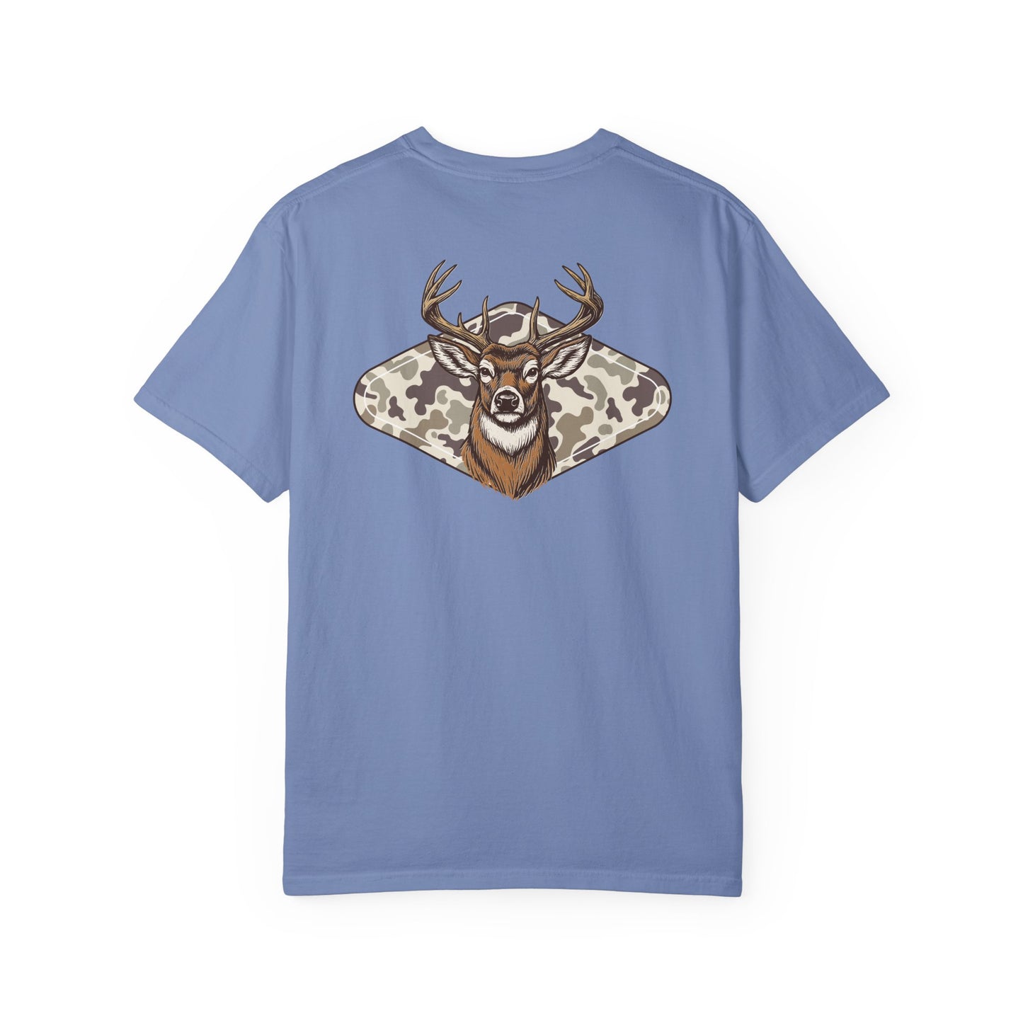 Southern Country Deer Hunting Buck T-Shirt | Vintage Whitetail Antlers & Camo Tee