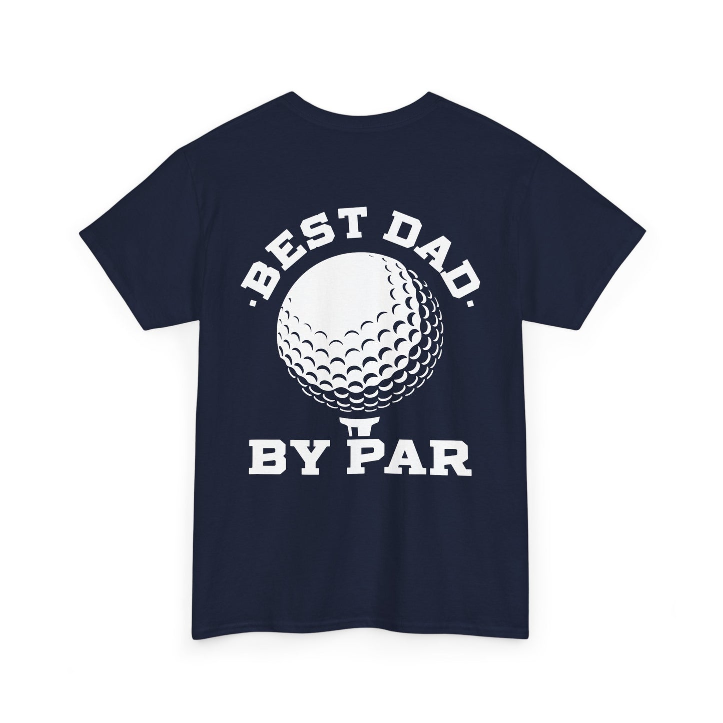 Best Dad By Par Golf Shirt featuring a playful golf design on a navy background.