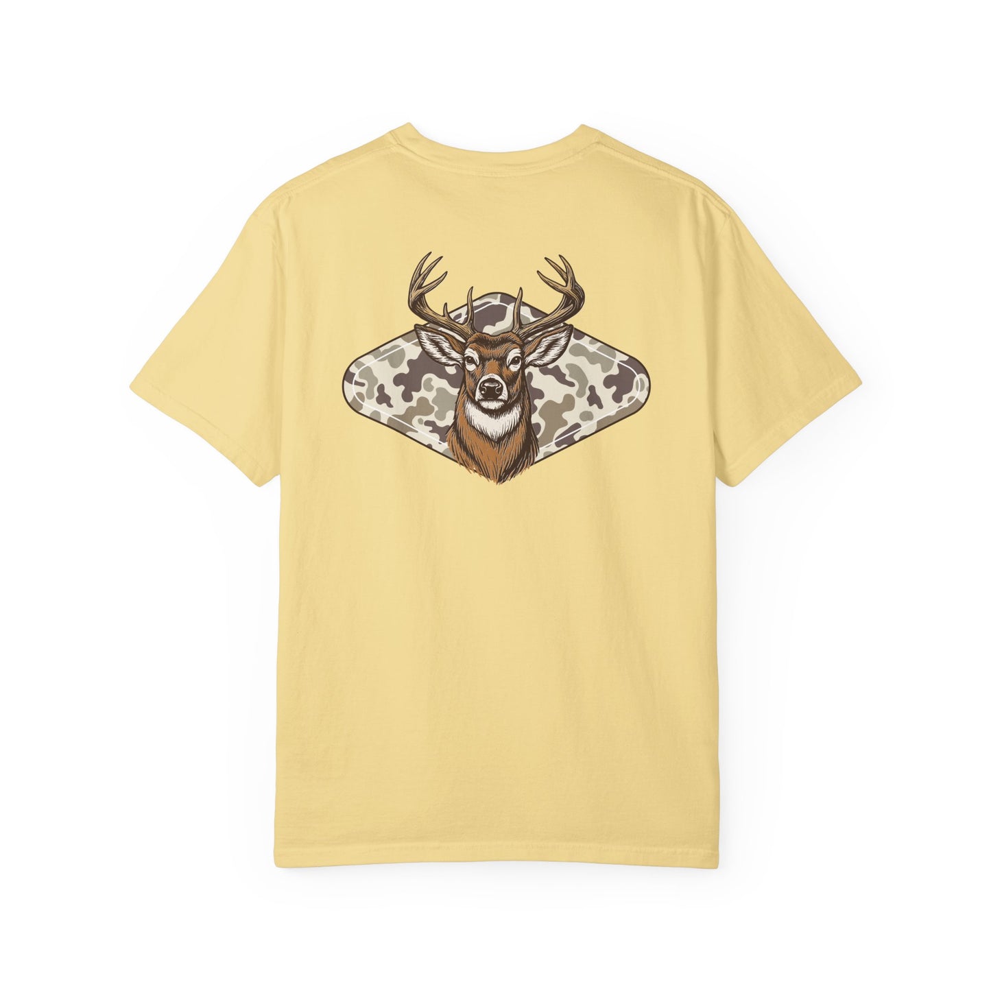 Southern Country Deer Hunting Buck T-Shirt | Vintage Whitetail Antlers & Camo Tee