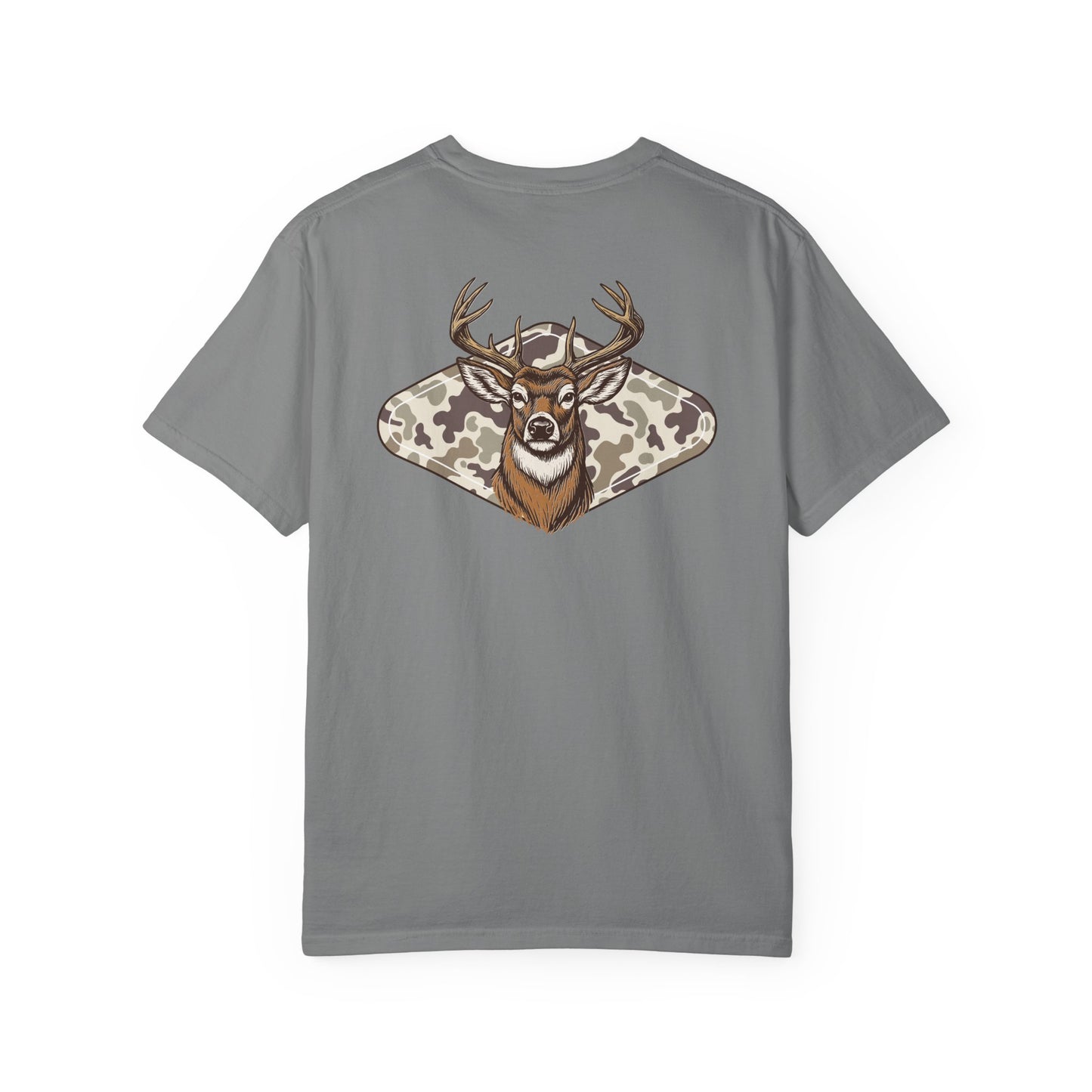 Southern Country Deer Hunting Buck T-Shirt | Vintage Whitetail Antlers & Camo Tee