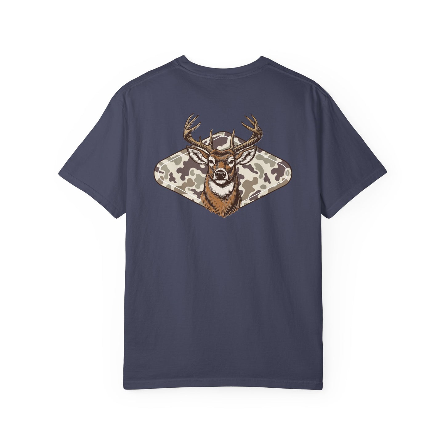 Southern Country Deer Hunting Buck T-Shirt | Vintage Whitetail Antlers & Camo Tee