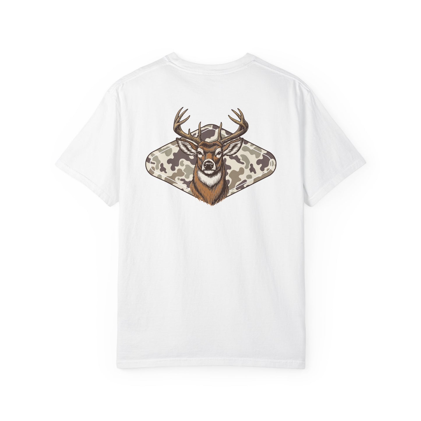 Southern Country Deer Hunting Buck T-Shirt | Vintage Whitetail Antlers & Camo Tee