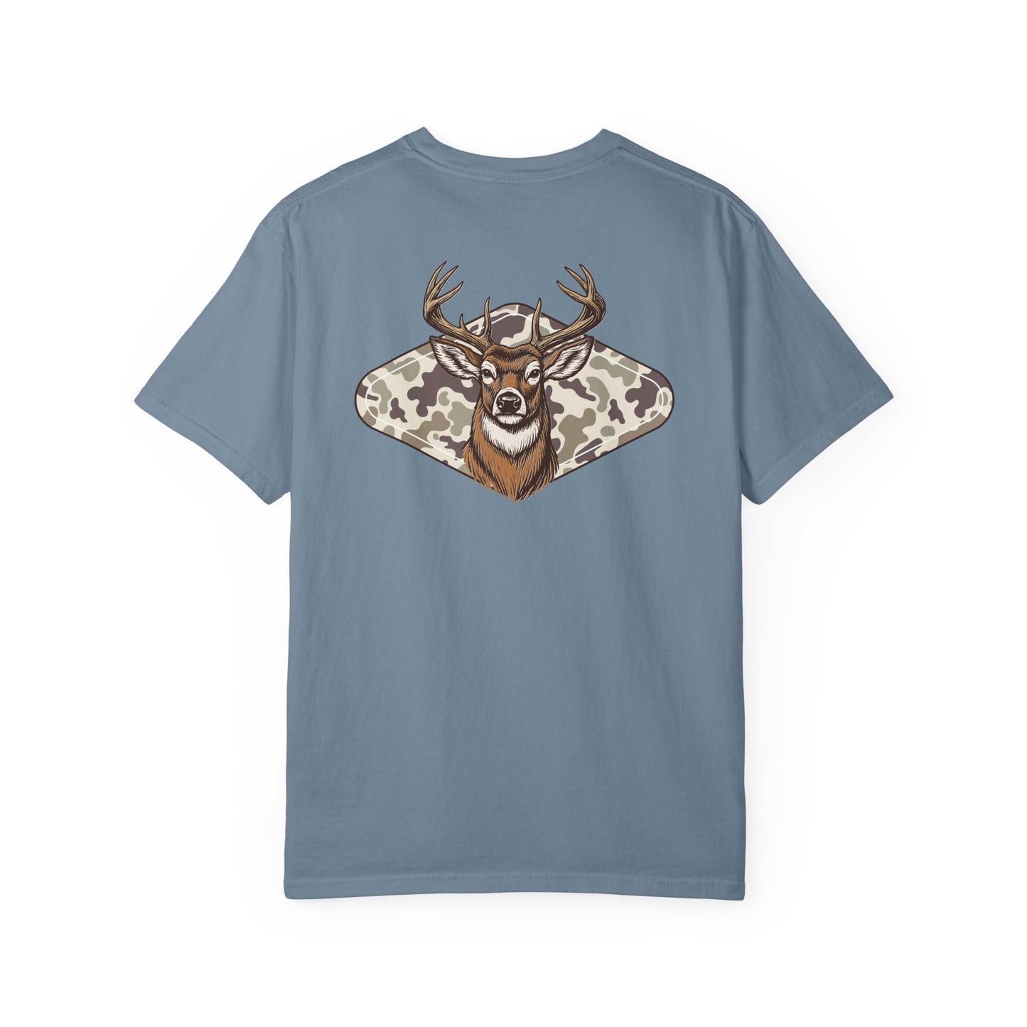 Southern Country Deer Hunting Buck T-Shirt | Vintage Whitetail Antlers & Camo Tee