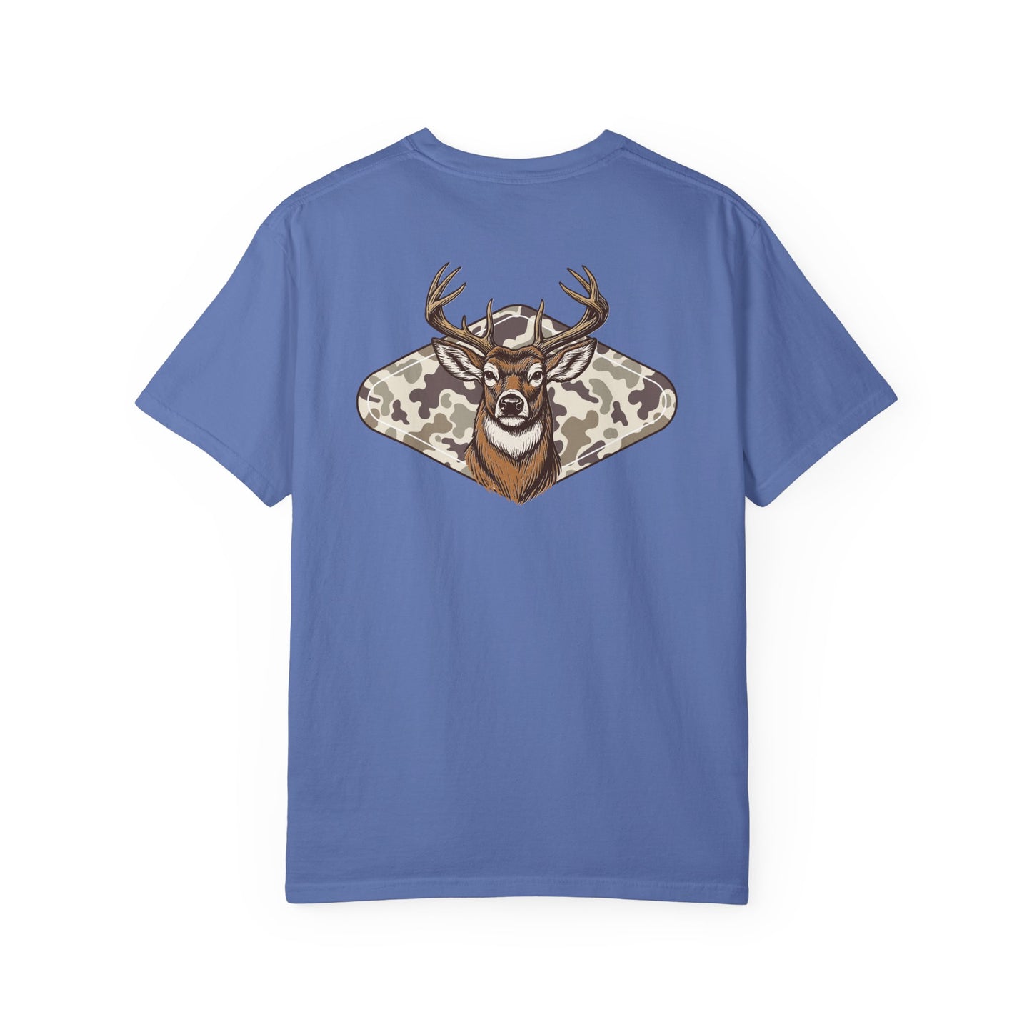 Southern Country Deer Hunting Buck T-Shirt | Vintage Whitetail Antlers & Camo Tee