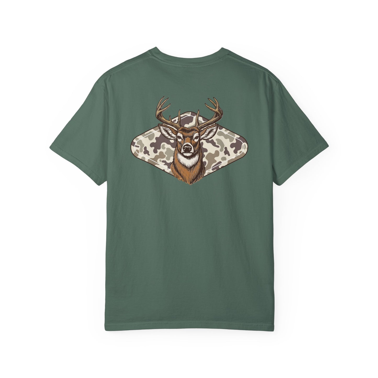 Southern Country Deer Hunting Buck T-Shirt | Vintage Whitetail Antlers & Camo Tee