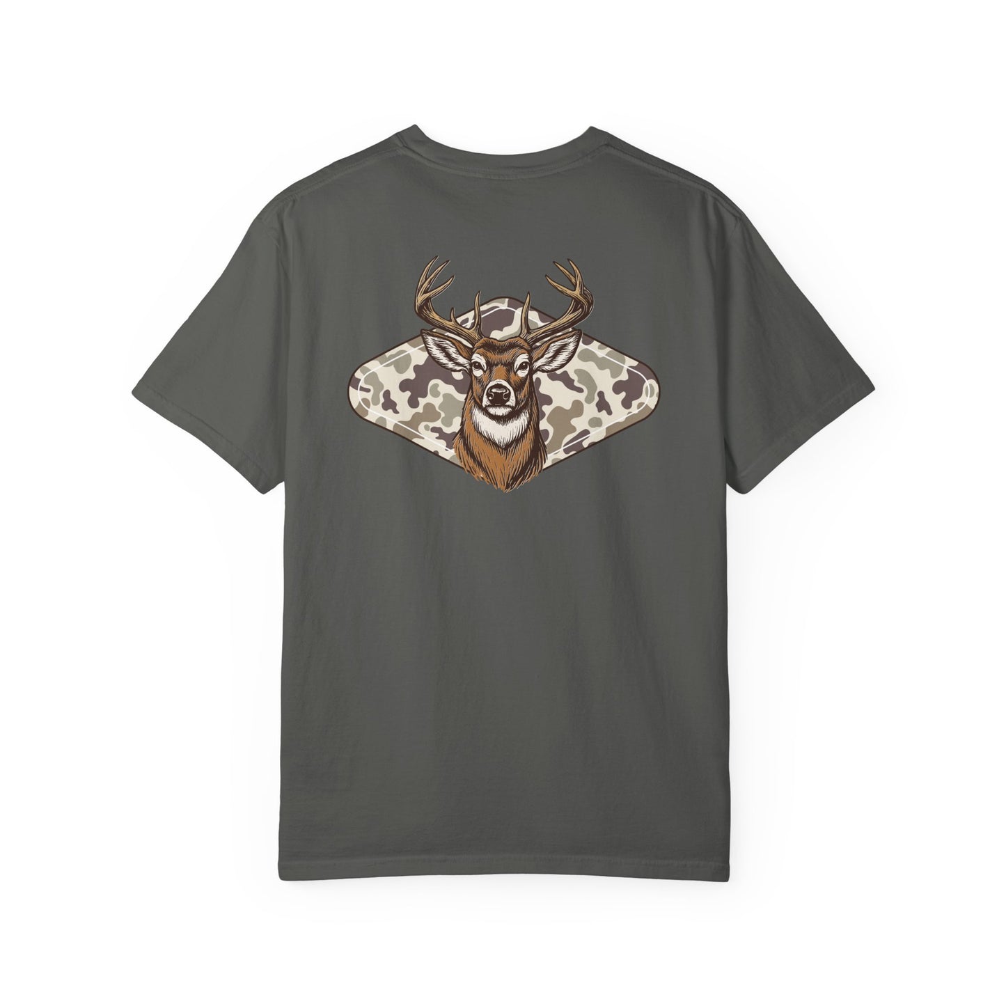 Southern Country Deer Hunting Buck T-Shirt | Vintage Whitetail Antlers & Camo Tee