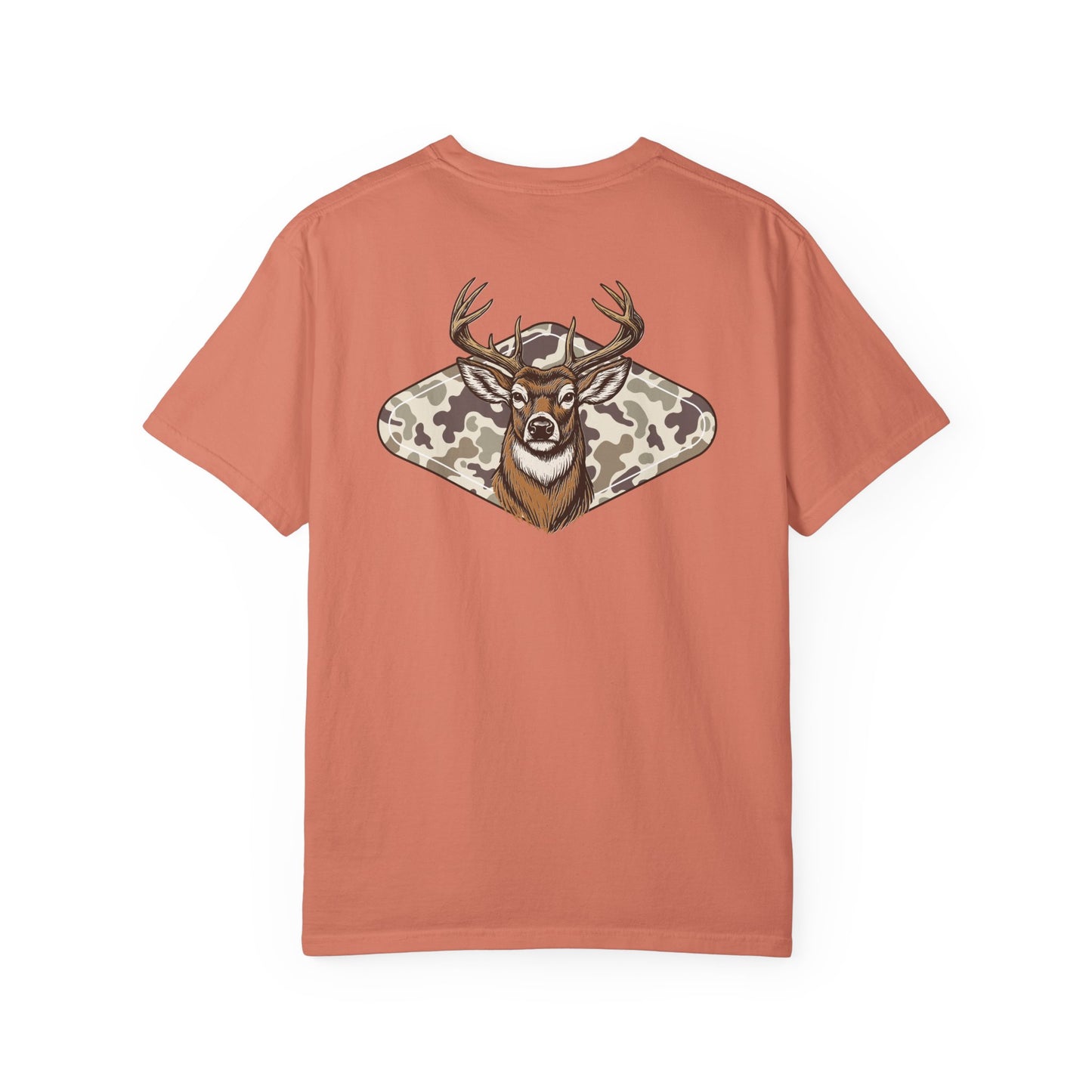 Southern Country Deer Hunting Buck T-Shirt | Vintage Whitetail Antlers & Camo Tee