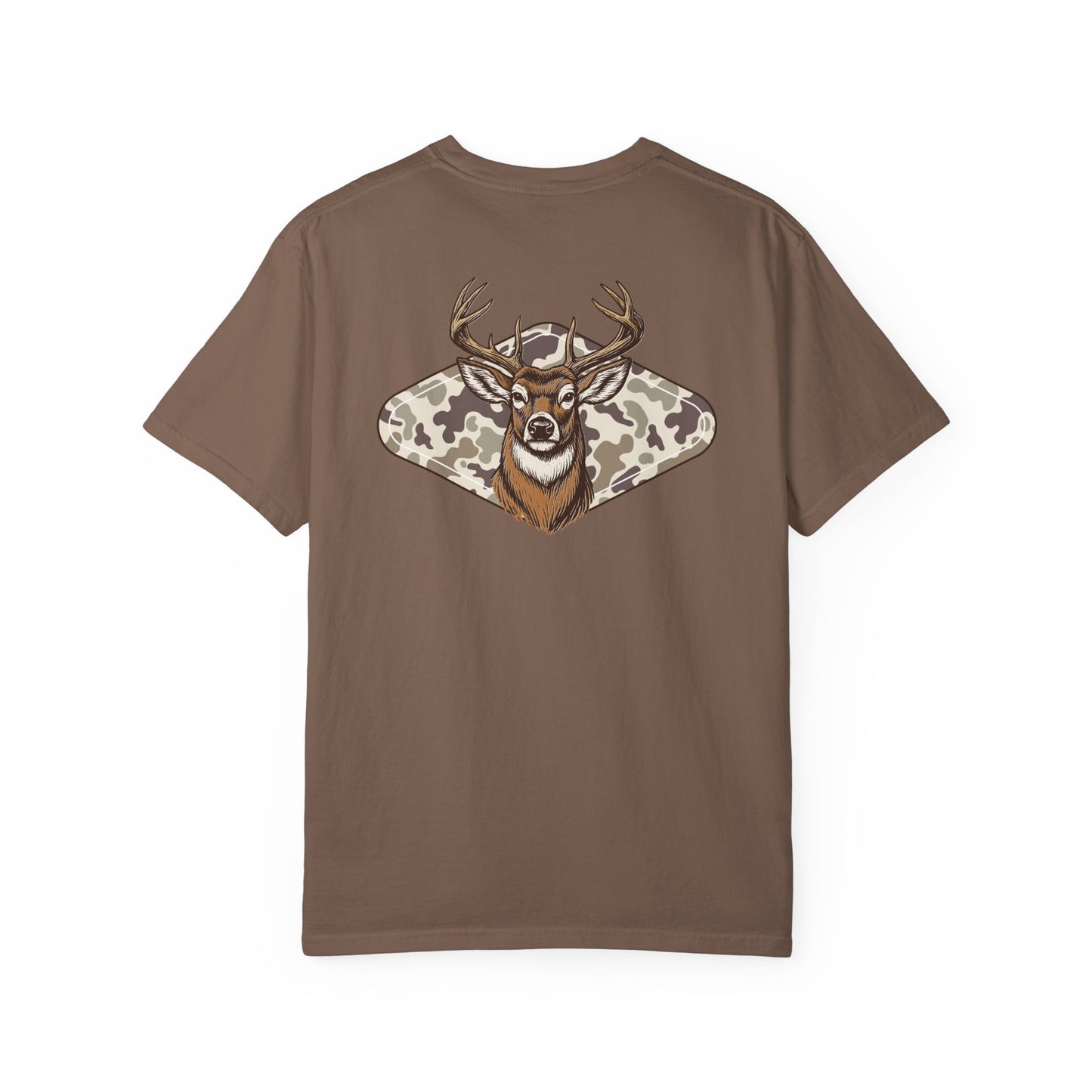 Southern Country Deer Hunting Buck T-Shirt | Vintage Whitetail Antlers & Camo Tee