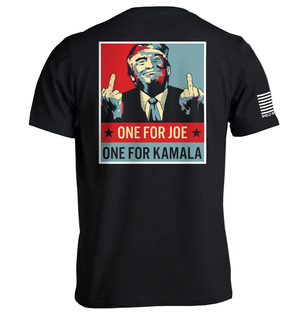 Trump Middle Finger T-Shirt with political parody graphic and bold statement design.