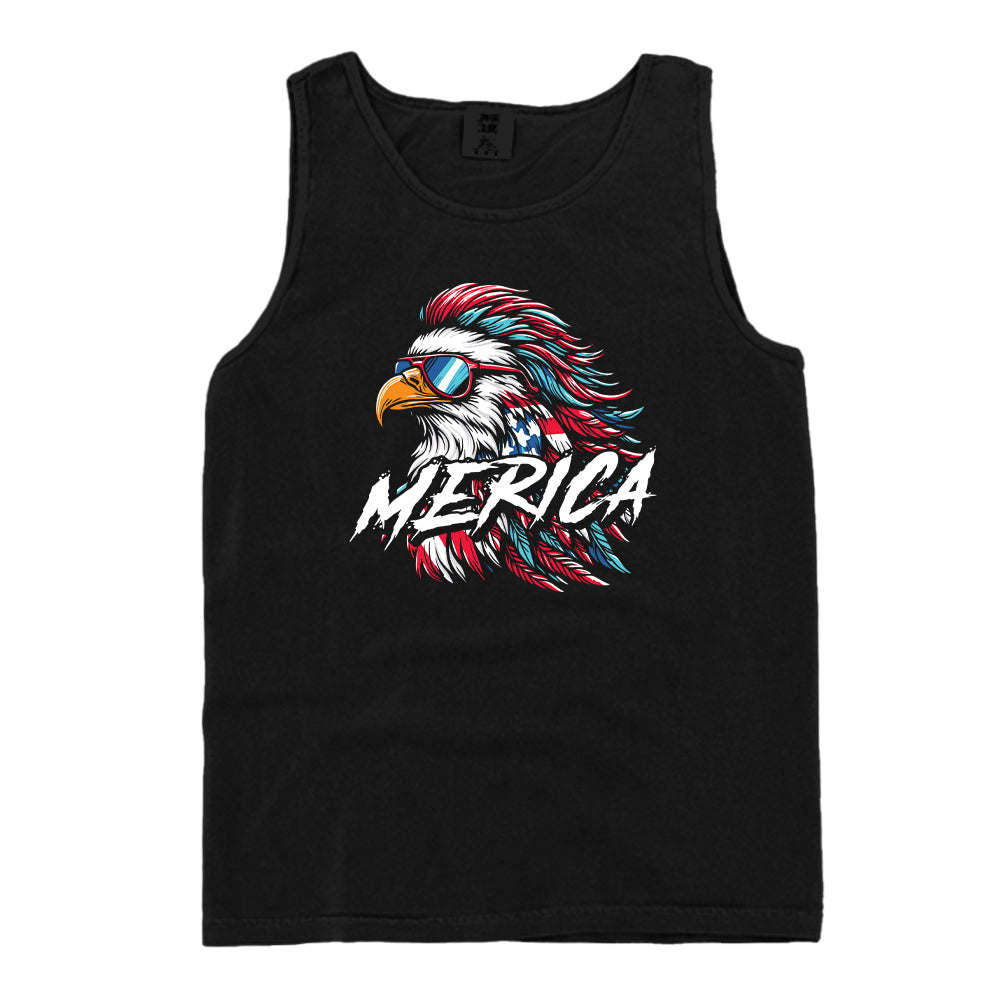 Merica Mullet Eagle Shirt with patriotic eagle graphic on black background