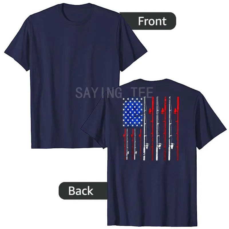American Flag Bass Fishing T-Shirt – USA Fisherman Tee for Men