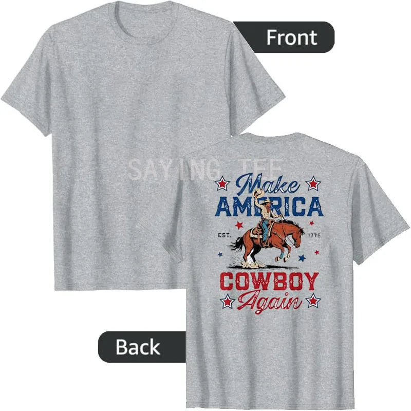 Make America Cowboy Again T-Shirt – Western 4th of July Y2K Graphic Tee