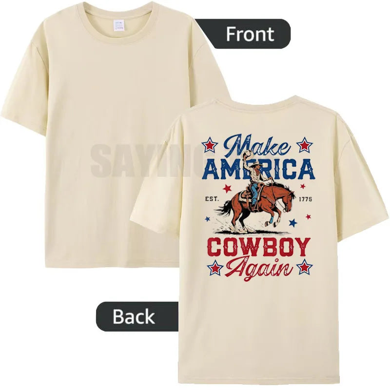 Make America Cowboy Again T-Shirt – Western 4th of July Y2K Graphic Tee