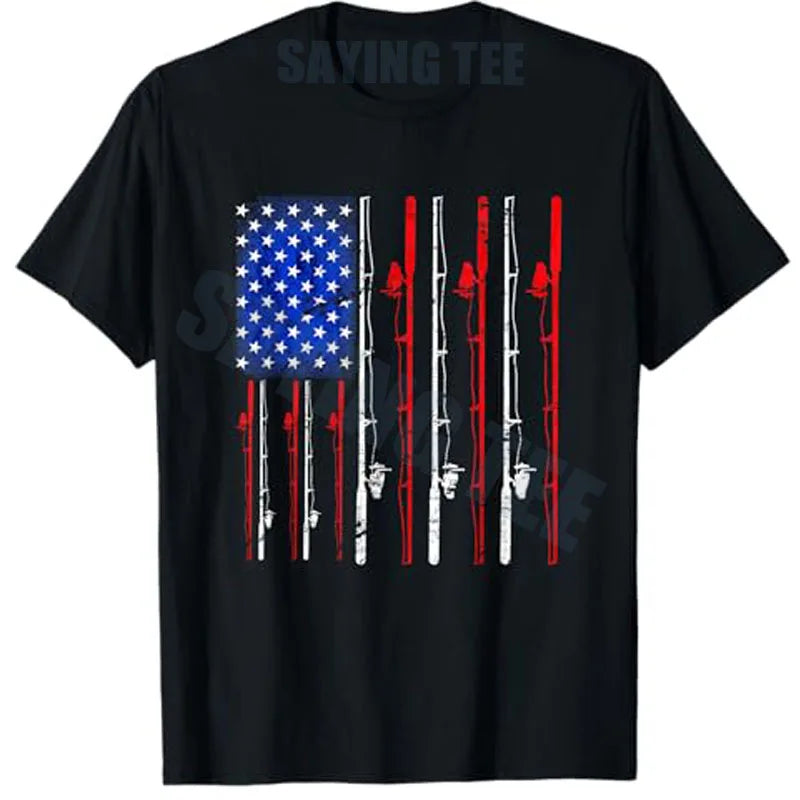 American Flag Bass Fishing T-Shirt – USA Fisherman Tee for Men