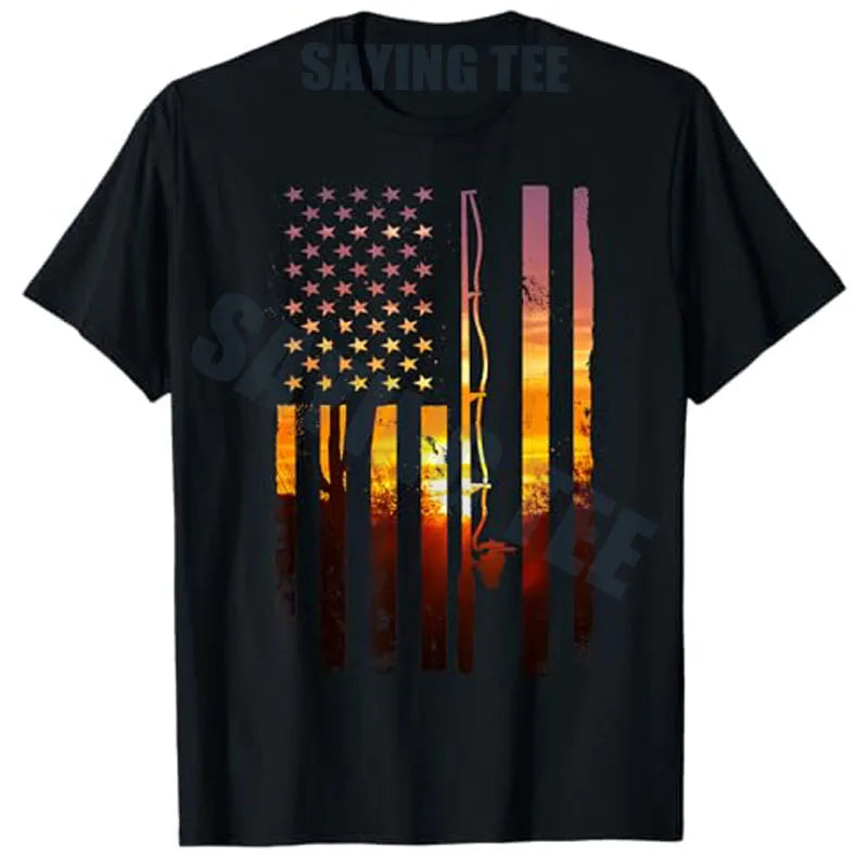 American Flag Bass Fishing T-Shirt – USA Fisherman Tee for Men