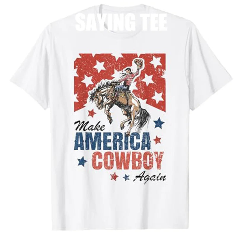 Make America Cowboy Again T-Shirt – Western 4th of July Y2K Graphic Tee