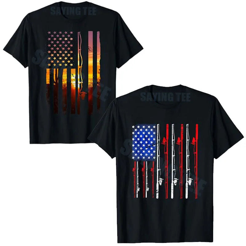American Flag Bass Fishing T-Shirt – USA Fisherman Tee for Men