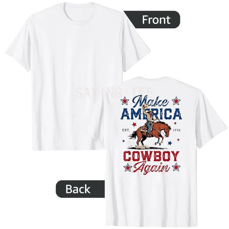 Make America Cowboy Again T-Shirt – Western 4th of July Y2K Graphic Tee