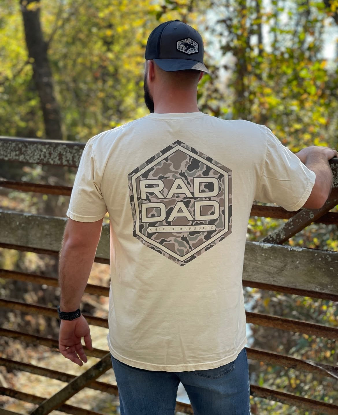 man wearing rad dad shirt 