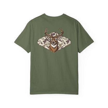 Southern Country Deer Hunting Buck T-Shirt | Vintage Whitetail Antlers & Camo Tee