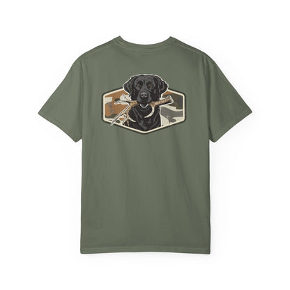 Southern Country Black Lab Hunting Dog T-Shirt – Camo Shed Hunt Retriever Tee