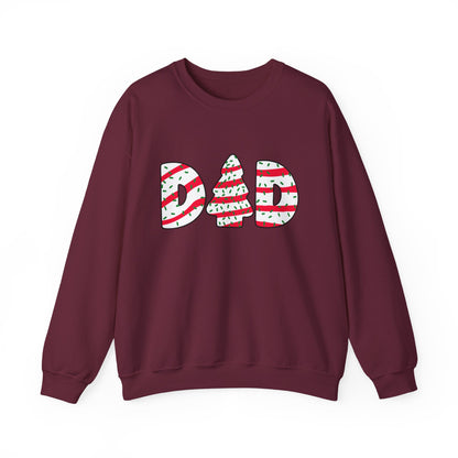 Christmas Tree Cake Dad Sweatshirt featuring icing lettering, Christmas tree, perfect for Holiday Chaos Coordinator Sweatshirt.