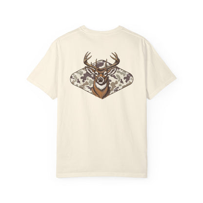 Southern Country Deer Hunting Buck T-Shirt | Vintage Whitetail Antlers & Camo Tee