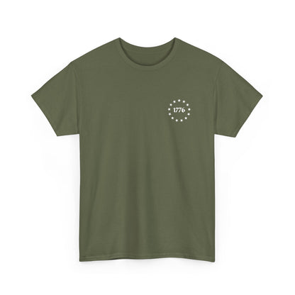 This Is My Pride Flag T-Shirt in olive green with 1776 design, perfect for patriotic events and everyday casual wear.