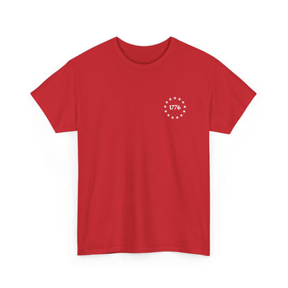 This Is My Pride Flag T-Shirt in red with 1776 design, funny patriotic tee for Americans emphasizing freedom and tradition.