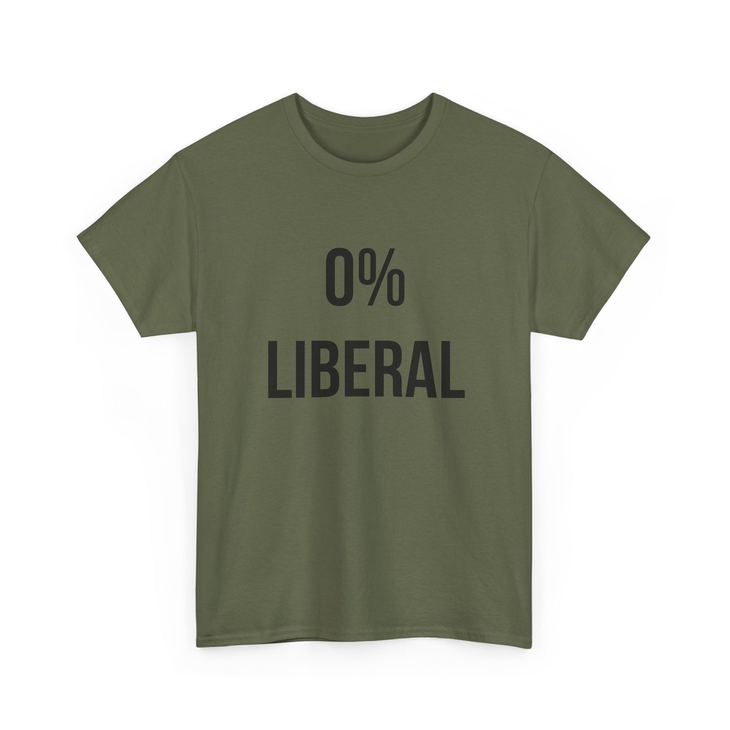 Zero Percent Liberal T-Shirt with bold conservative message in black text on a green background, emphasizing clarity and conviction.