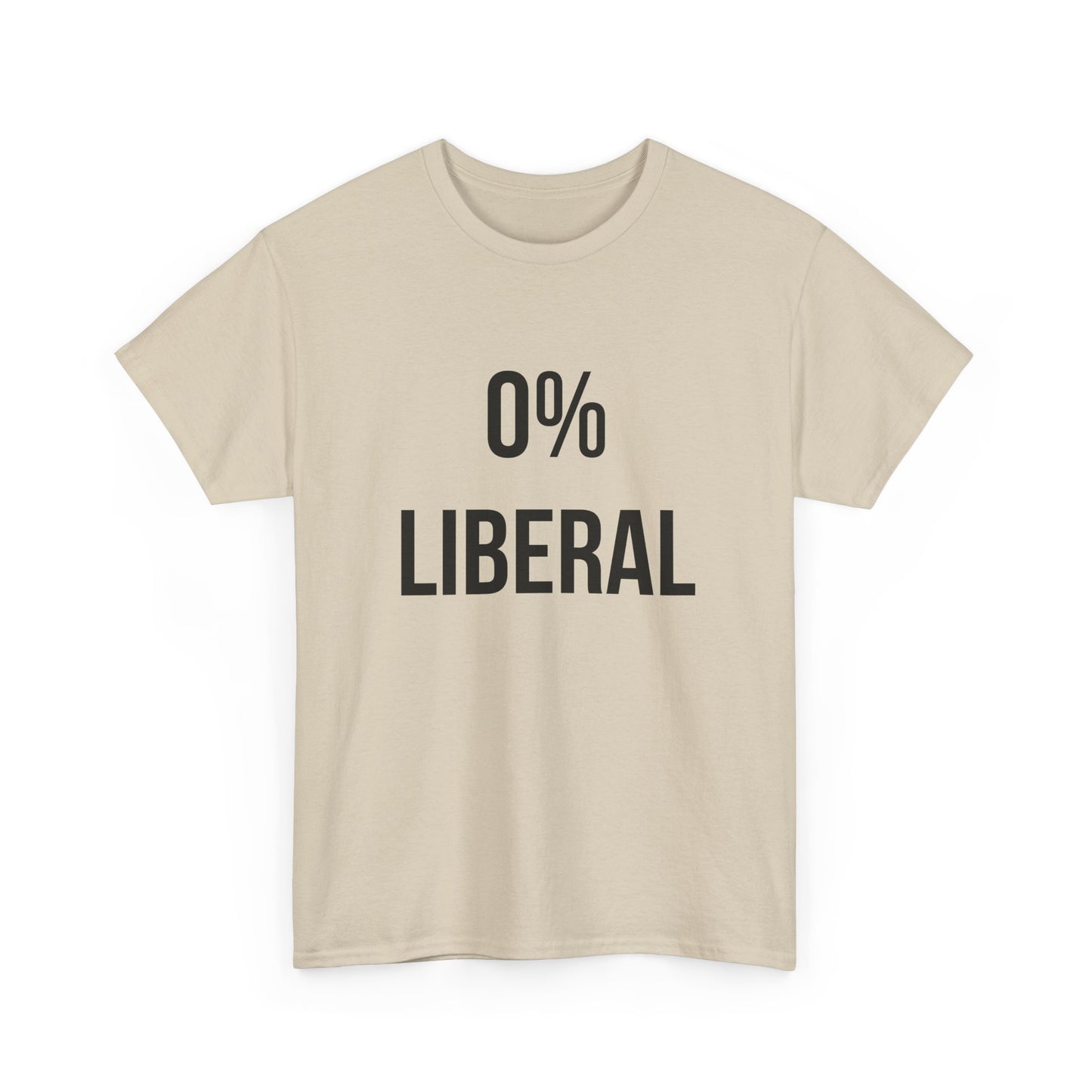 Zero Percent Liberal T-Shirt with bold conservative graphic design on beige fabric.