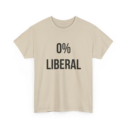 Zero Percent Liberal T-Shirt with bold conservative graphic design on beige fabric.