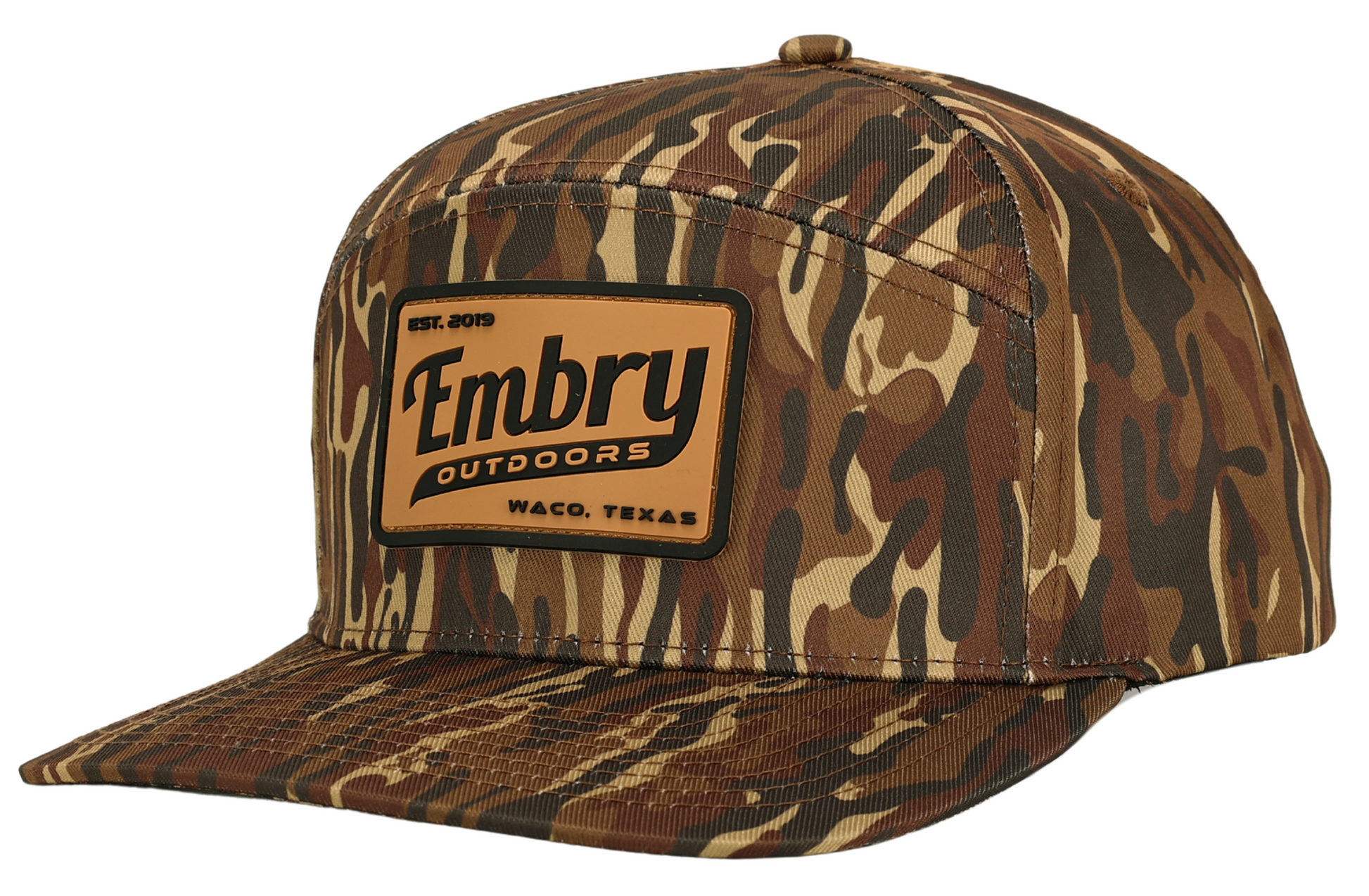 Brown Ranch Camo Trucker Hat with classic camouflage design and traditional trucker shape ideal for outdoor activities and ranch style.