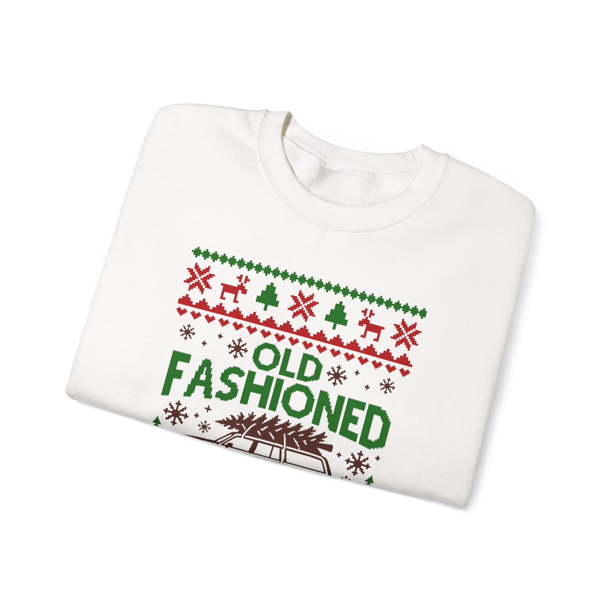 Old Fashioned Family Christmas Sweatshirt with retro design and festive colors
