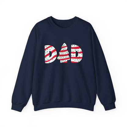 Christmas Tree Cake Dad Sweatshirt featuring icing-inspired lettering, perfect for the Holiday Chaos Coordinator Sweatshirt.
