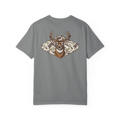 Southern Country Deer Hunting Buck T-Shirt | Vintage Whitetail Antlers & Camo Tee