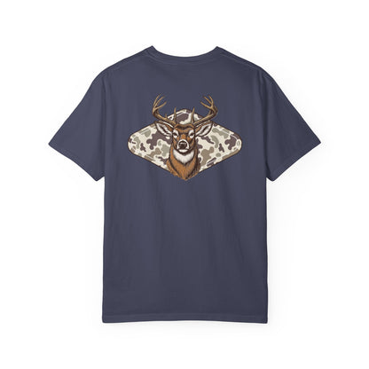 Southern Country Deer Hunting Buck T-Shirt | Vintage Whitetail Antlers & Camo Tee