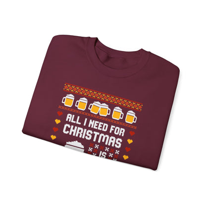 All I Need For Christmas Is Beer Sweatshirt – Funny Crewneck