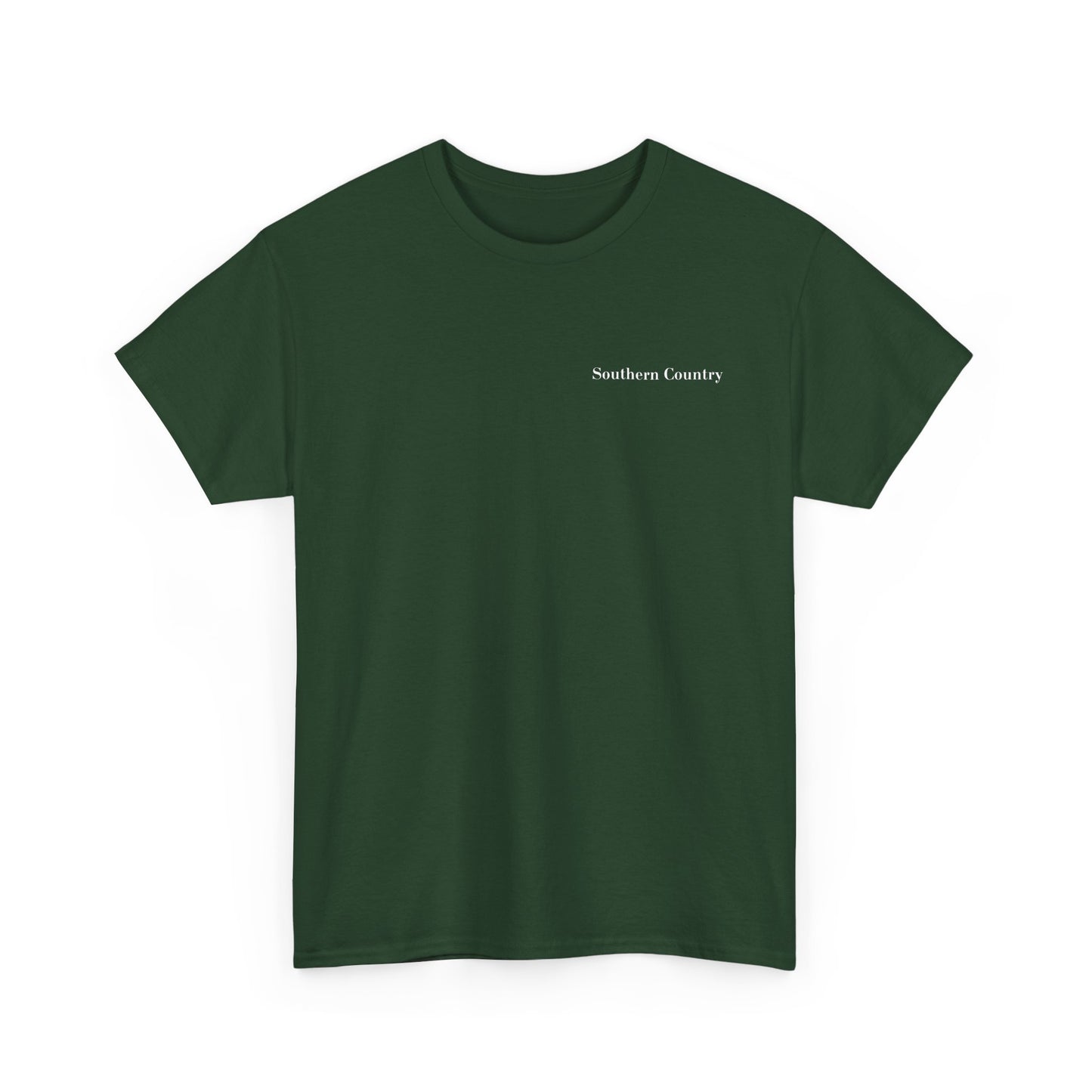 Southern Country green t-shirt with simple text design on front, showcasing a casual style for everyday wear.