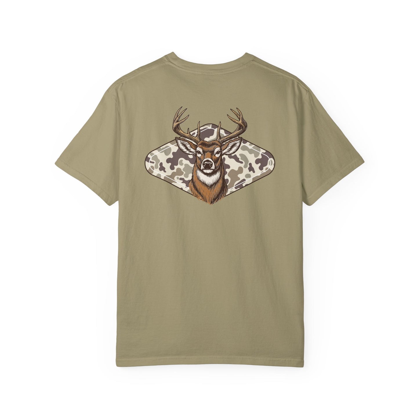 Southern Country Deer Hunting Buck T-Shirt | Vintage Whitetail Antlers & Camo Tee