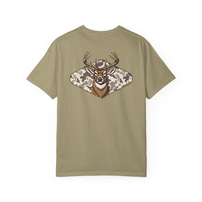 Southern Country Deer Hunting Buck T-Shirt | Vintage Whitetail Antlers & Camo Tee