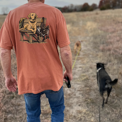 Southern Country Yellow Lab Hunting Dog T-Shirt | Rustic Duck Hunting Graphic Tee for Outdoorsmen