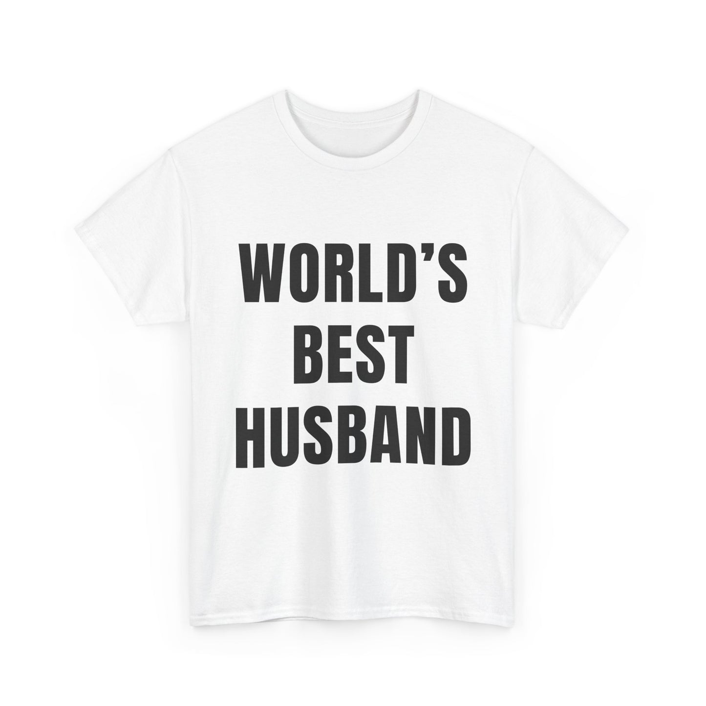 Worlds Best Husband Shirt in white with bold black lettering, perfect gift for humorous husbands.