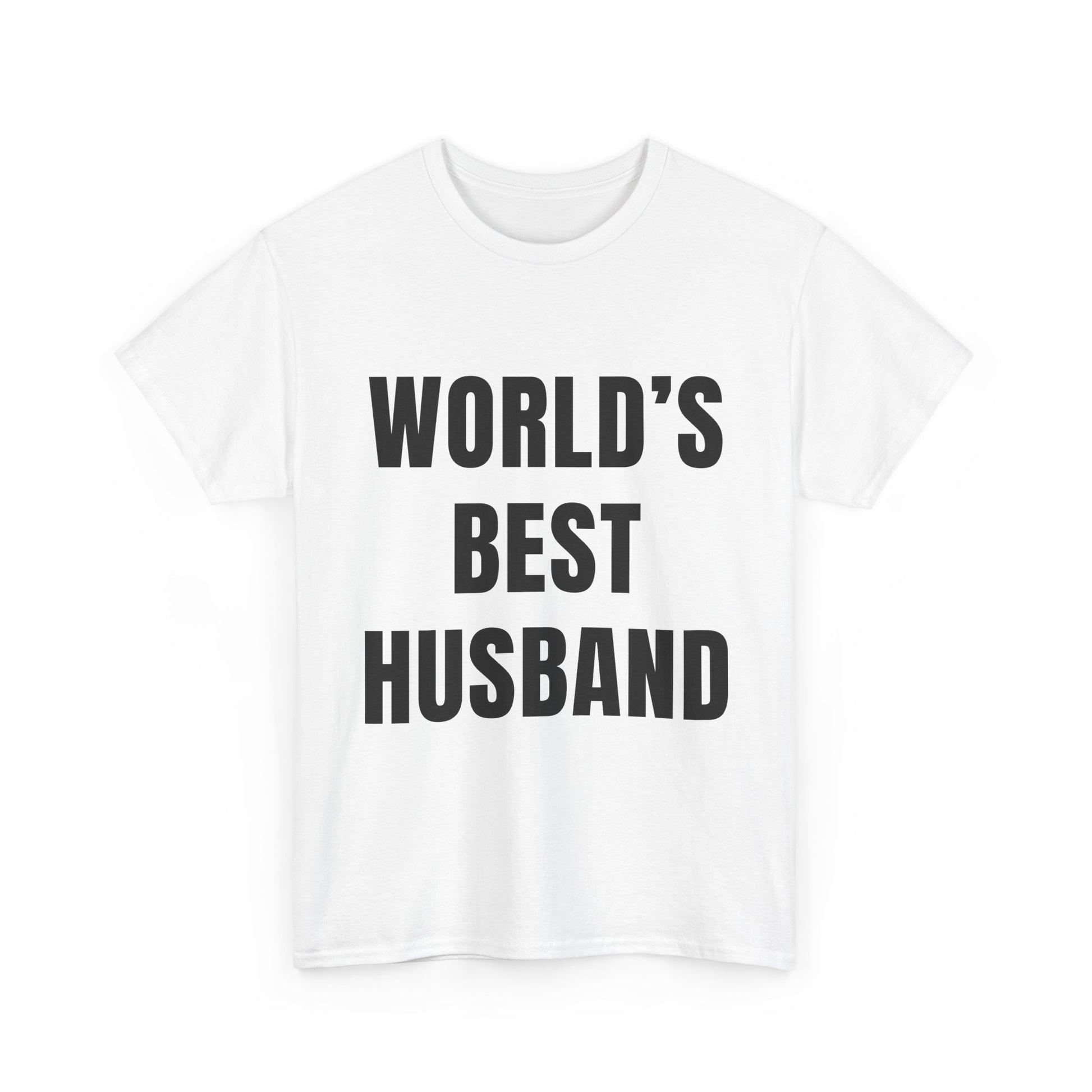 Worlds Best Husband Shirt in white with bold black lettering, perfect gift for humorous husbands.