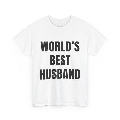 Worlds Best Husband Shirt in white with bold black lettering, perfect gift for humorous husbands.