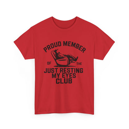 Proud Member of the Just Resting My Eyes Club shirt, funny dad nap tee, red shirt with humorous design