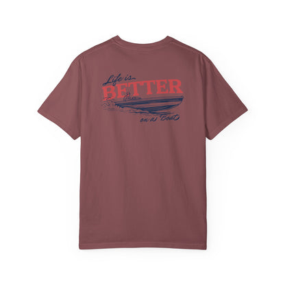 Southern Country Life Is Better on a Boat T-Shirt | Retro Lake Life & Summer Boating Graphic Tee