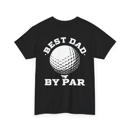 Best Dad By Par Golf Shirt featuring a golf ball design on the back, perfect for golf dads.